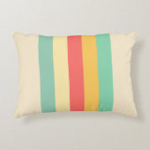 レトロピンクイエローグリーンブルーストライプズ アクセントクッション (正面)