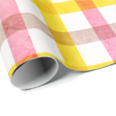 レトロピンクイエローチェックパターンイースターガーリー ラッピングペーパー (ロールコーナー)