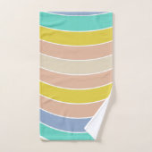 レトロピンクイエローティール(緑がかった色)幾何学模様タオル バスタオルセット (ハンドタオル)