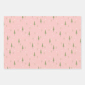 レトロピンクウッドランドシーンカスタム写真クリスマス ラッピングペーパーシート (正面2)