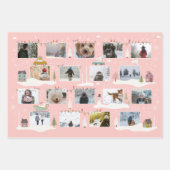 レトロピンクウッドランドシーンカスタム写真クリスマス ラッピングペーパーシート (正面)