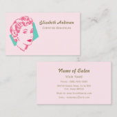 レトロピンクウーマンビューティシャン美しいサロン 名刺 (正面/裏面)