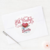 レトロピンクエンジェルウィングスオベビー女の子らしい女の子 ラウンドシール (封筒)