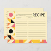 レトロピンクオレンジイエローブライダルシャワーレシピカード (正面/裏面)
