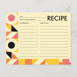 レトロピンクオレンジイエローブライダルシャワーレシピカード