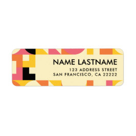 レトロピンクオレンジイエローブラック差出人住所 ラベル