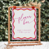 レトロピンクオレンジウェー縁どブブライダルフラワーバー 台座サイン