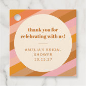 レトロピンクオレンジカスタムブライダルシャワーありがとう フェイバータグ (正面)