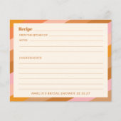 レトロピンクオレンジカスタムブライダルシャワーレシピカード (正面)
