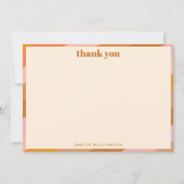 レトロピンクオレンジカスタムブライダルシャワー サンキューカード (正面)