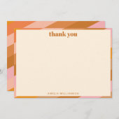 レトロピンクオレンジカスタムブライダルシャワー サンキューカード (正面/裏面)