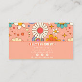 レトロピンクオレンジグルーヴィーフローラボーホガーリートレンディー 名刺 (裏面)