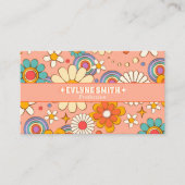 レトロピンクオレンジグルーヴィーフローラボーホガーリートレンディー 名刺 (正面)