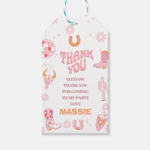 レトロピンクオレンジファーストロデオ1歳 ギフトタグ