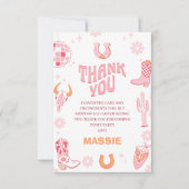 レトロピンクオレンジファーストロデオ1歳 サンキューカード (正面)