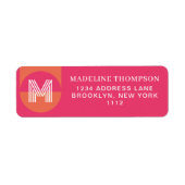 レトロピンクオレンジ幾何学モノグラモダンム ラベル (正面)