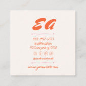 レトロピンクオレンジ書色の手描グルーヴィガーリー スクエア名刺 (裏面)