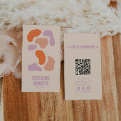 レトロピンクオレンジQRコード抽象芸術Groovy ガーリー 名刺