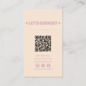 レトロピンクオレンジQRコード抽象芸術Groovy ガーリー 名刺 (裏面)