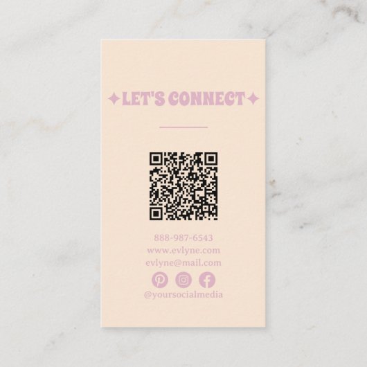 レトロピンクオレンジQRコード抽象芸術Groovy ガーリー 名刺 (裏面)