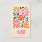 レトロピンクオレンジQRコードGroovyフローラボーガーリーホ 名刺 (正面)