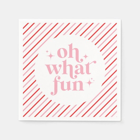 レトロピンクオーエーおもしろい スタンダードカクテルナプキン (正面)