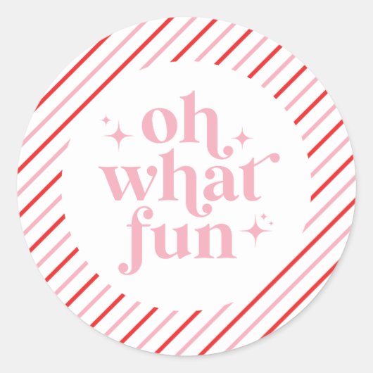 レトロピンクオーエーおもしろい ラウンドシール (正面)