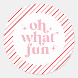 レトロピンクオーエーおもしろい ラウンドシール