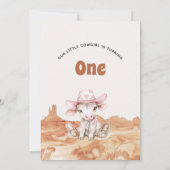 レトロピンクカウズ女性のカーボーイワイルドウェスト1st誕生日 招待状 (裏面)