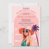 レトロピンクガーリービーチバチェロレッテ 招待状 (正面)