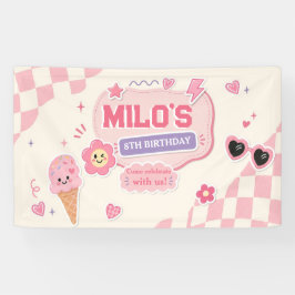 レトロピンクガール誕生日 横断幕