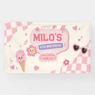 レトロピンクガール誕生日 横断幕