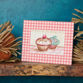 レトロピンクキッチンカップケーキアート フォトプラーク (側面)