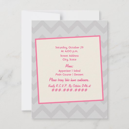 レトロピンクキッチン料理パーティー招待状 招待状 (裏面)