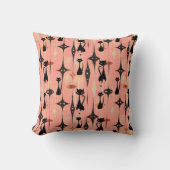 レトロピンクキャッツミッドセンチュリー クッション (正面)