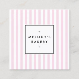 レトロピンクキャンディストライプベーカリー スクエア名刺
