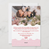 レトロピンクギンガムメリークリスマスウェーブー2枚の写真 シーズンカード (裏面)