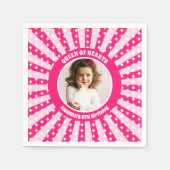 レトロピンククイーンのハート誕生日パーティー写真 スタンダードカクテルナプキン (正面)
