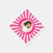 レトロピンククイーンのハート誕生日パーティー写真 スタンダードカクテルナプキン (角)