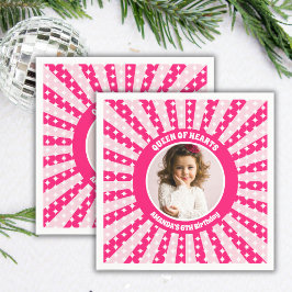 レトロピンククイーンのハート誕生日パーティー写真 スタンダードカクテルナプキン