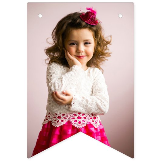 レトロピンククイーンのハート誕生日パーティー写真 バンティングフラッグ (第2の旗)