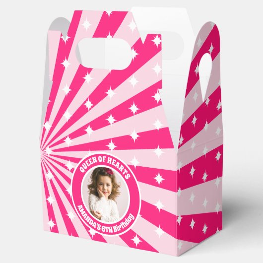 レトロピンククイーンのハート誕生日パーティー写真 フェイバーボックス (オープン)