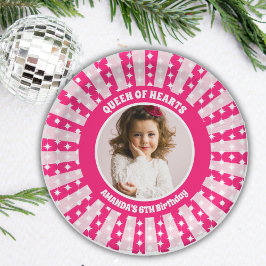 レトロピンククイーンのハート誕生日パーティー写真 ペーパープレート