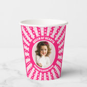 レトロピンククイーンのハート誕生日パーティー写真 紙コップ (裏面)