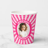 レトロピンククイーンのハート誕生日パーティー写真 紙コップ (正面)