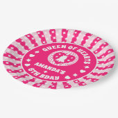 レトロピンククイーンオブハート誕生日 ペーパープレート (アングル)