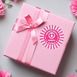 レトロピンククイーンオブハート誕生日 ラウンドシール