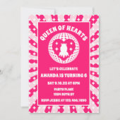 レトロピンククイーンオブハート誕生日 招待状 (正面)