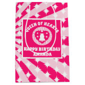 レトロピンククイーンズオブハートバースデーパーティー ミディアムペーパーバッグ (正面)