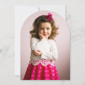 レトロピンククイーンハート誕生日フォトアーチ 招待状 (裏面)